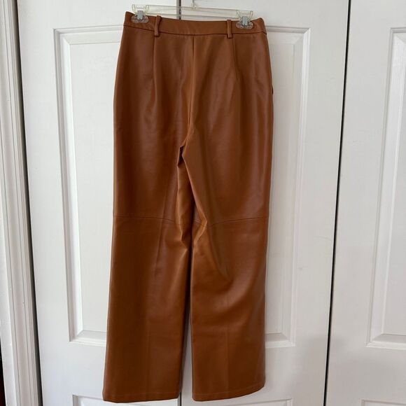 Tan High-Waisted Wide Leg Faux Leather Pants - Picture 7 of 8